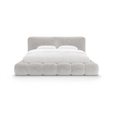 Solange Bett mit Kopfteil und Stauraum aus Chenille in Beige (Perfect Harmony 04), 200x200 cm von Micadoni – Bild 5