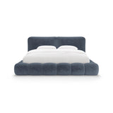Solange Bett mit Kopfteil und Stauraum aus Chenille in Dunkelblau (Perfect Harmony 77), 160x200 cm von Micadoni – Bild 5