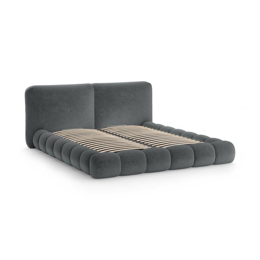 Solange Bett mit Kopfteil und Stauraum aus Chenille in Dunkelgrau (Perfect Harmony 90), 140x200 cm von Micadoni – Bild 6