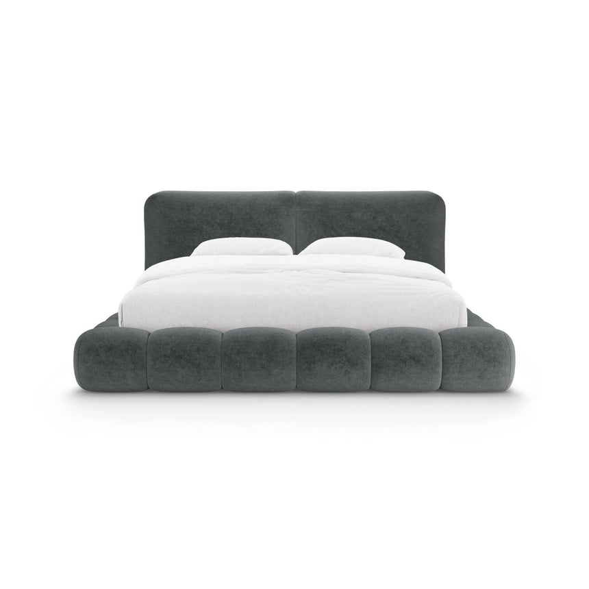 Solange Bett mit Kopfteil und Stauraum aus Chenille in Dunkelgrau (Perfect Harmony 90), 160x200 cm von Micadoni – Bild 5
