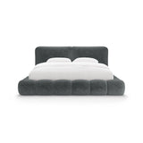 Solange Bett mit Kopfteil und Stauraum aus Chenille in Dunkelgrau (Perfect Harmony 90), 200x200 cm von Micadoni – Bild 5