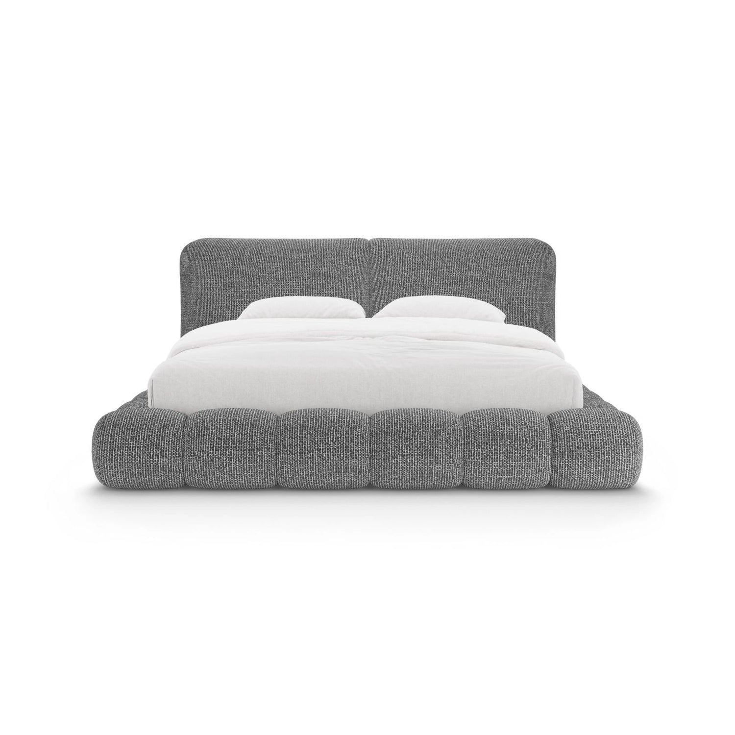 Solange Bett mit Kopfteil und Stauraum aus Chenille in Dunkelgrau (SILENCIO 97), 200x200 cm von Micadoni – Bild 5