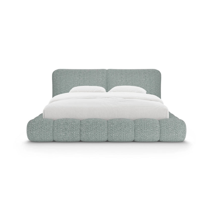 Solange Bett mit Kopfteil und Stauraum aus Chenille in Gedämpftes Blau (SILENCIO 72), 160x200 cm von Micadoni – Bild 5