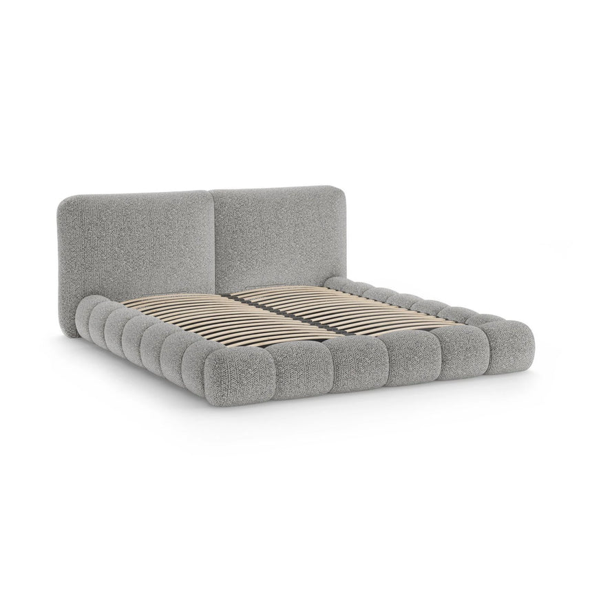 Solange Bett mit Kopfteil und Stauraum aus Chenille in Grau (SILENCIO 86), 160x200 cm von Micadoni – Bild 6