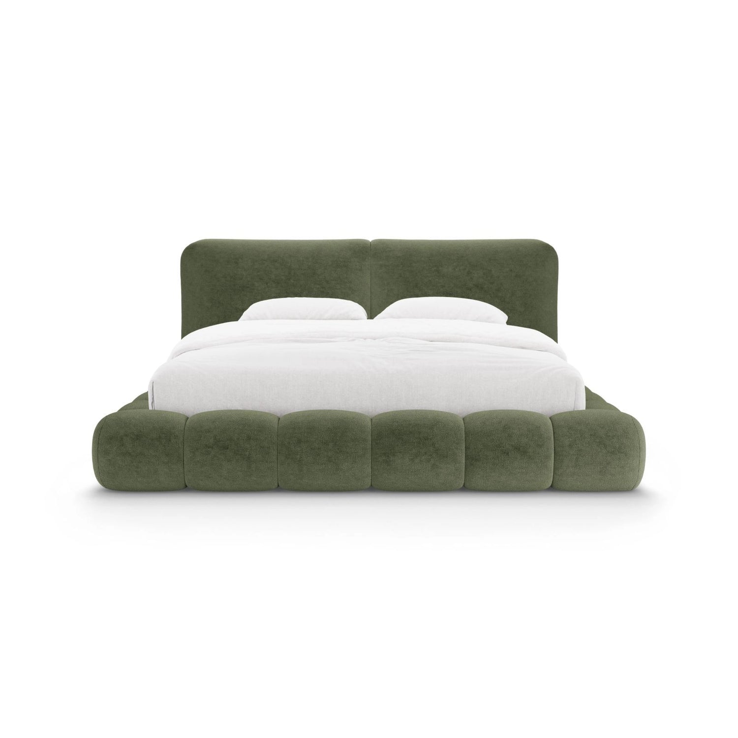 Solange Bett mit Kopfteil und Stauraum aus Chenille in Grün (Perfect Harmony 39), 180x200 cm von Micadoni – Bild 5