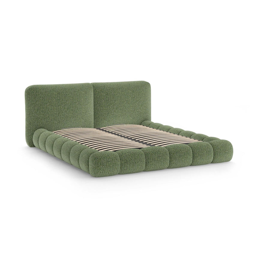 Solange Bett mit Kopfteil und Stauraum aus Chenille in Grün (SILENCIO 34), 160x200 cm von Micadoni – Bild 6