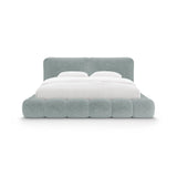 Solange Bett mit Kopfteil und Stauraum aus Chenille in Hellblau (Perfect Harmony 72), 180x200 cm von Micadoni – Bild 5