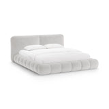 Solange Bett mit Kopfteil und Stauraum aus Chenille in Hellgrau (Perfect Harmony 80), 140x200 cm von Micadoni – Bild 1