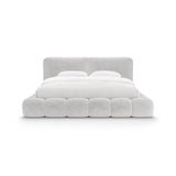 Solange Bett mit Kopfteil und Stauraum aus Chenille in Hellgrau (Perfect Harmony 80), 160x200 cm von Micadoni – Bild 5