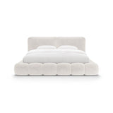 Solange Bett mit Kopfteil und Stauraum aus Chenille in Leichtes Beige (Perfect Harmony 02), 160x200 cm von Micadoni – Bild 5