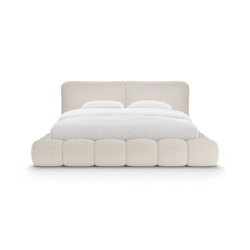 Solange Bett mit Kopfteil und Stauraum aus Chenille in Leichtes Beige (SILENCIO 06), 160x200 cm von Micadoni – Bild 5