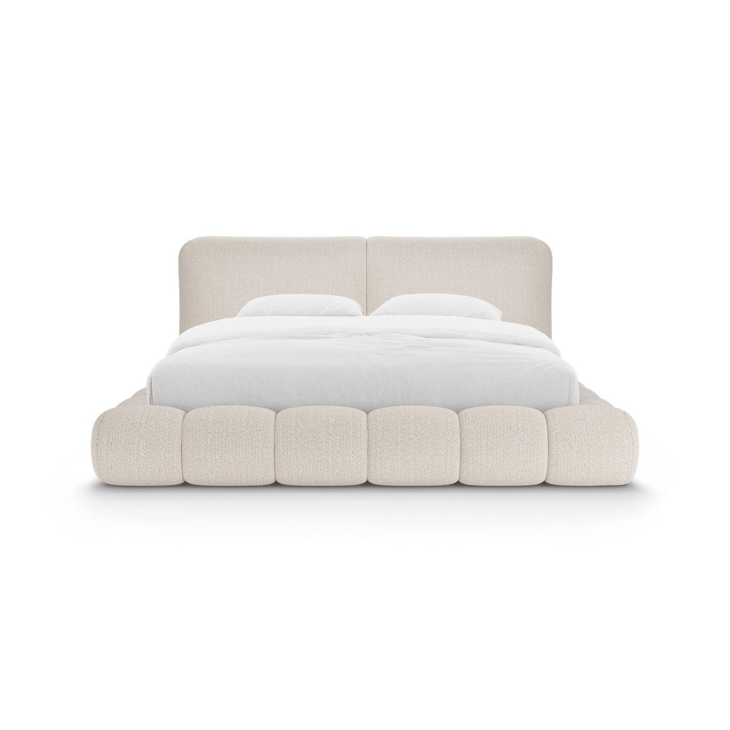 Solange Bett mit Kopfteil und Stauraum aus Chenille in Leichtes Beige (SILENCIO 06), 180x200 cm von Micadoni – Bild 5