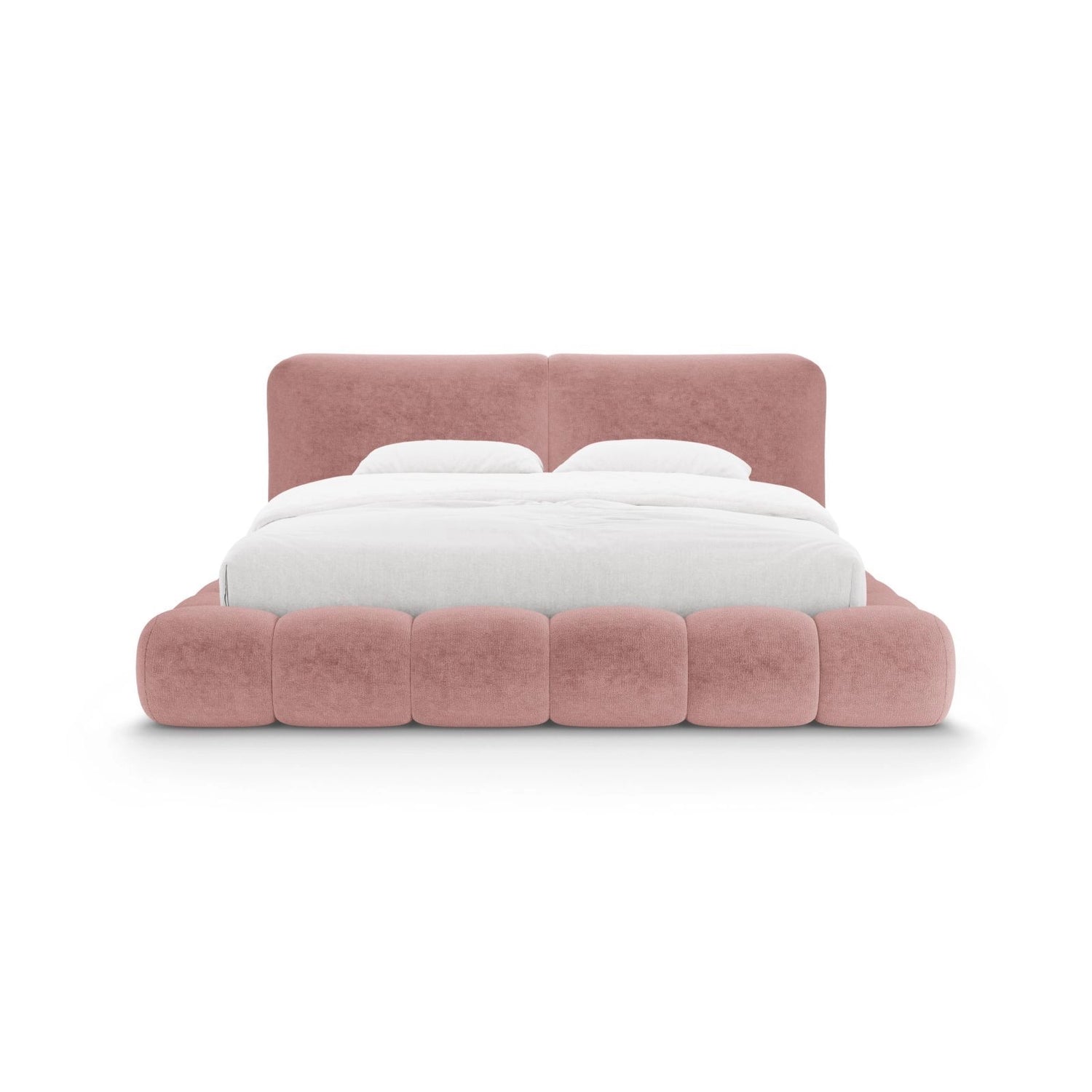 Solange Bett mit Kopfteil und Stauraum aus Chenille in Rosa (Perfect Harmony 63), 160x200 cm von Micadoni – Bild 5