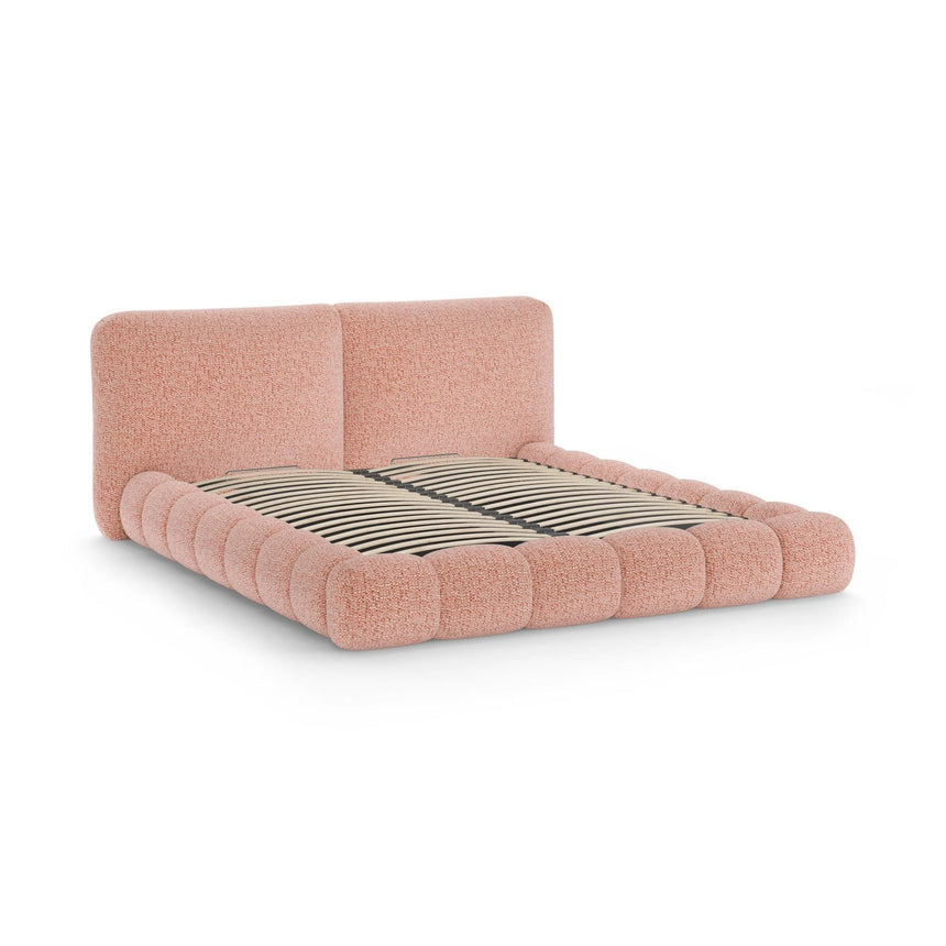 Solange Bett mit Kopfteil und Stauraum aus Chenille in Rosa (SILENCIO 60), 140x200 cm von Micadoni – Bild 6