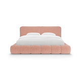 Solange Bett mit Kopfteil und Stauraum aus Chenille in Rosa (SILENCIO 60), 200x200 cm von Micadoni – Bild 5