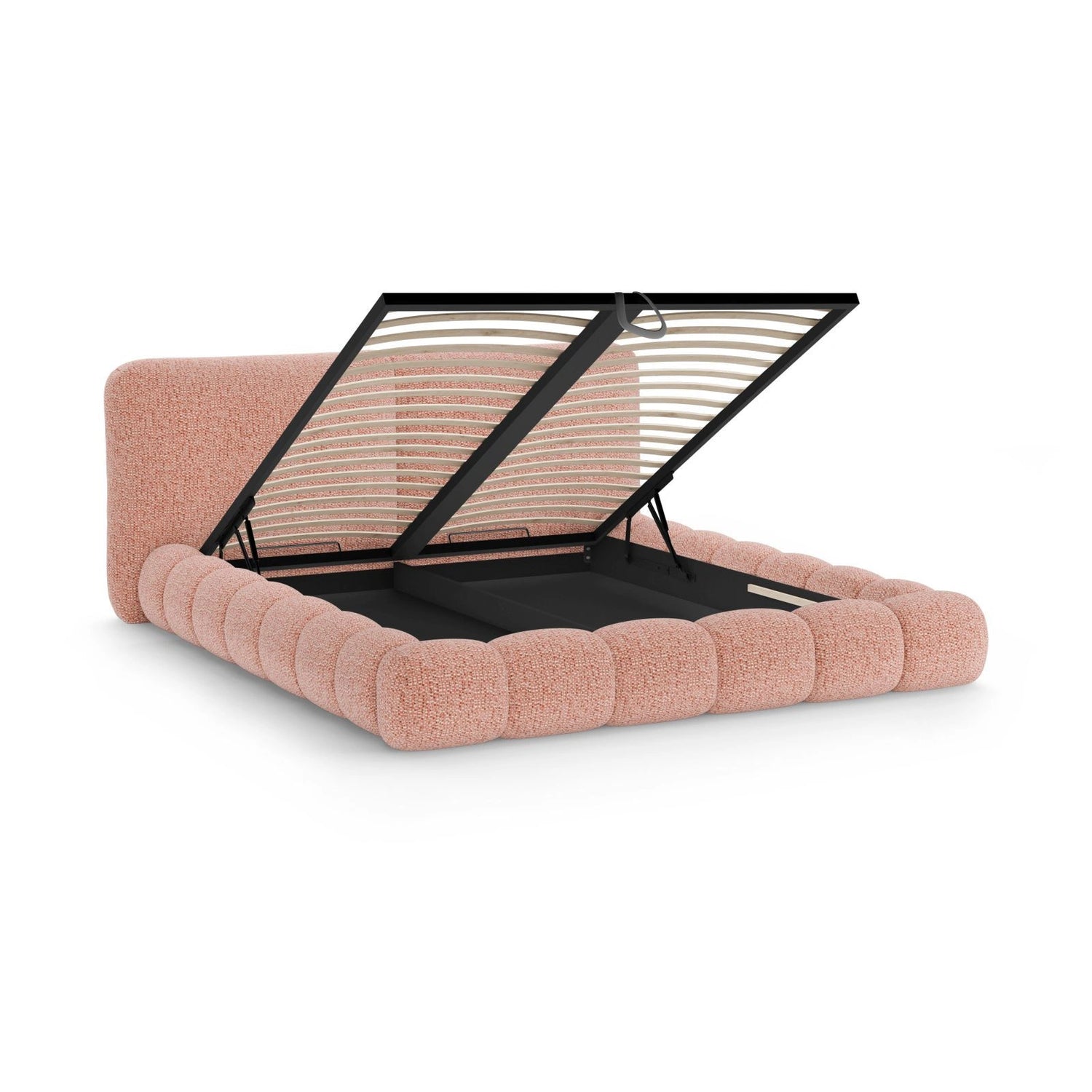 Solange Bett mit Kopfteil und Stauraum aus Chenille in Rosa (SILENCIO 60), 200x200 cm von Micadoni – Bild 7