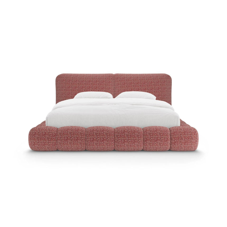 Solange Bett mit Kopfteil und Stauraum aus Chenille in Rot (SILENCIO 59), 140x200 cm von Micadoni – Bild 5