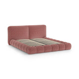 Solange Bett mit Kopfteil und Stauraum aus Chenille in Rot (SILENCIO 59), 140x200 cm von Micadoni – Bild 6