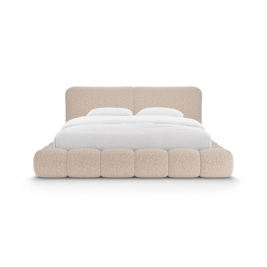 Solange Bett mit Kopfteil und Stauraum aus Chenille in Sand (SILENCIO 10), 140x200 cm von Micadoni – Bild 5