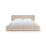 Solange Bett mit Kopfteil und Stauraum aus Chenille in Sand (SILENCIO 10), 200x200 cm von Micadoni – Bild 5
