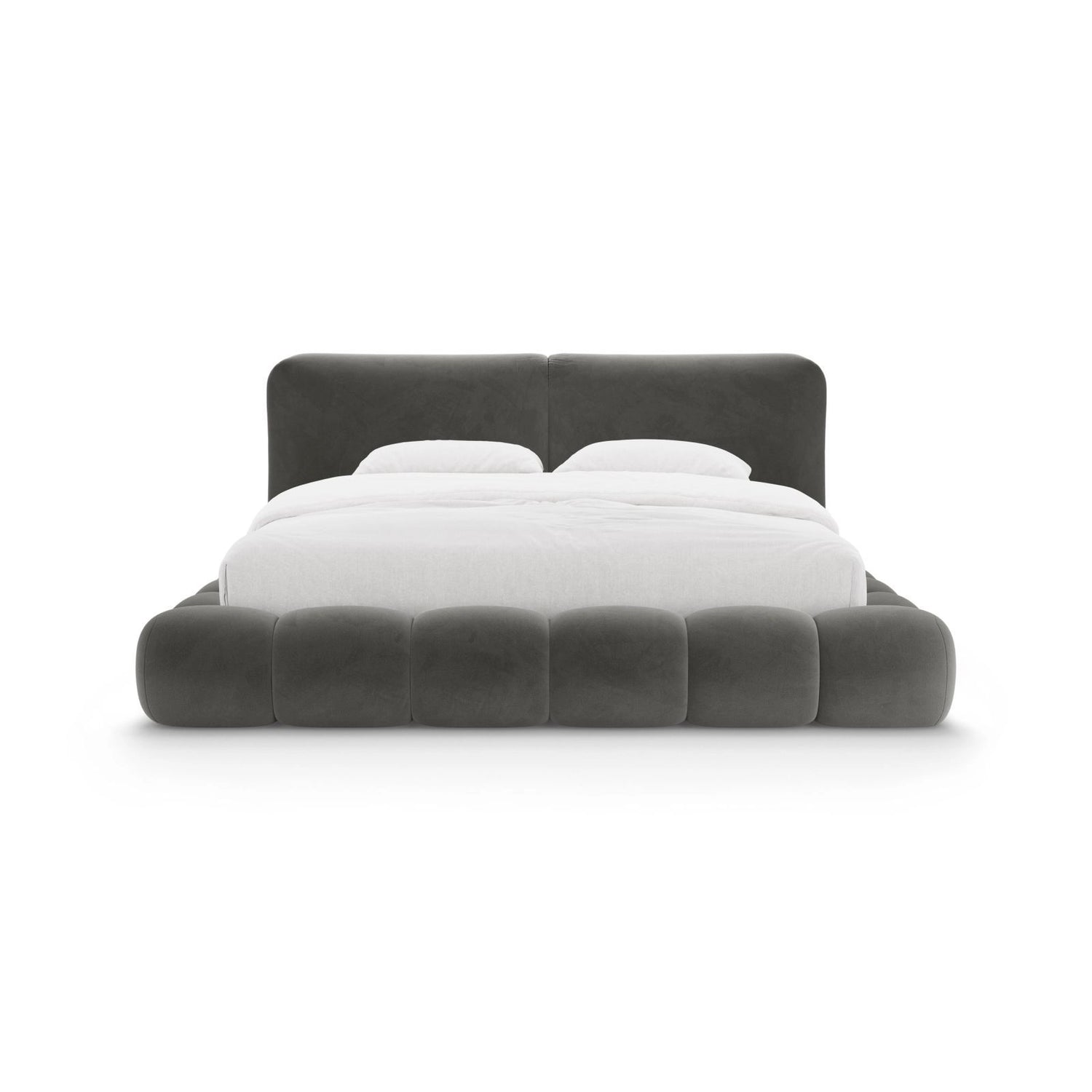 Solange Bett mit Kopfteil und Stauraum aus Samt in Dunkelgrau (Magic Velvet 2241), 140x200 cm von Micadoni – Bild 5