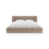 Solange Bett mit Kopfteil und Stauraum aus Samt in Mandelbeige (Magic Velvet 2282), 140x200 cm von Micadoni – Bild 5