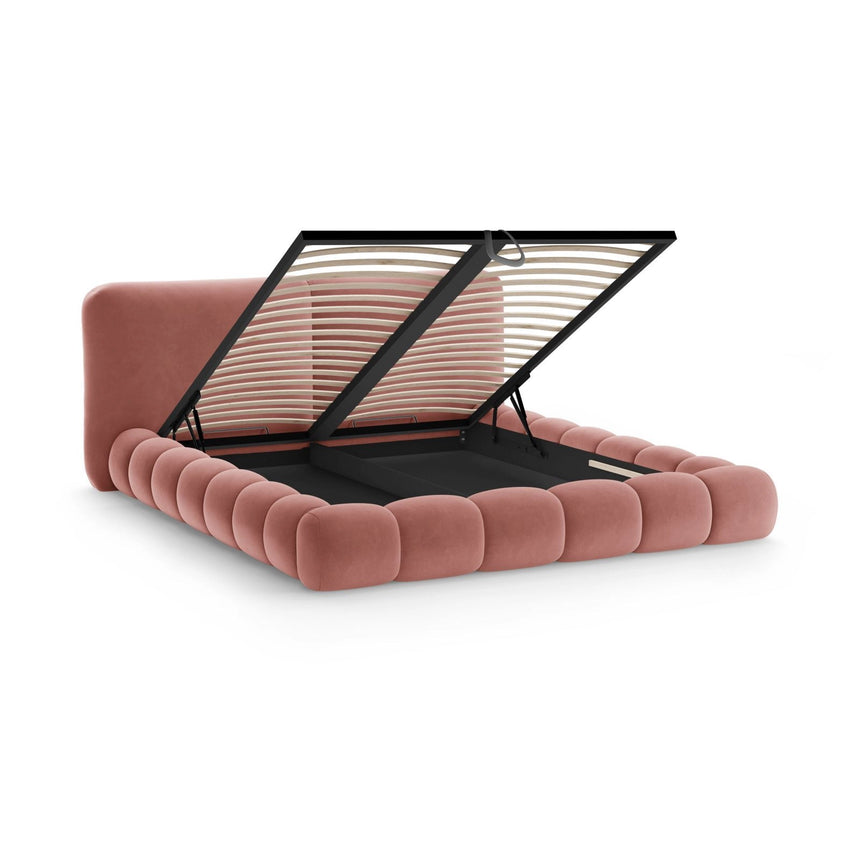 Solange Bett mit Kopfteil und Stauraum aus Samt in Rosa (Magic Velvet 2257), 140x200 cm von Micadoni – Bild 7