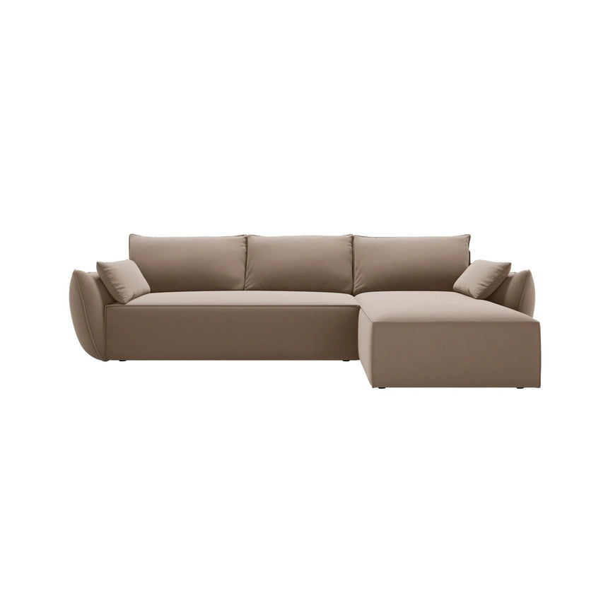 Velvet Right Corner Sofa With Bed Function And Box, "Kaelle", 4 Seats, Cappuccino, 252x165x87
Made in Europe von Micadoni – Bild 1