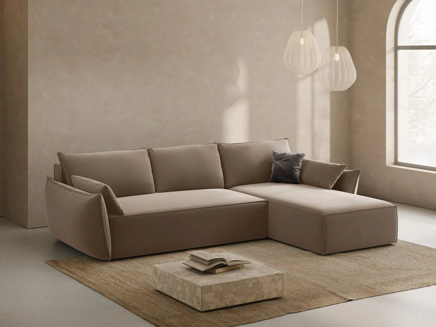 Velvet Right Corner Sofa With Bed Function And Box, "Kaelle", 4 Seats, Cappuccino, 252x165x87
Made in Europe von Micadoni – Bild 2