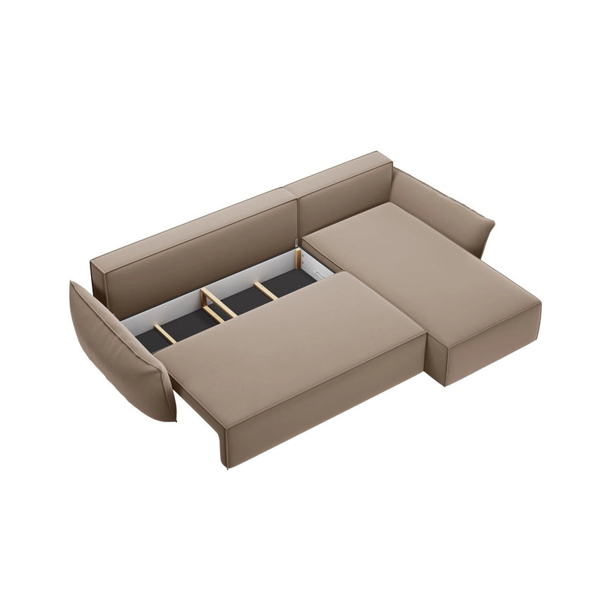 Velvet Right Corner Sofa With Bed Function And Box, "Kaelle", 4 Seats, Cappuccino, 252x165x87
Made in Europe von Micadoni – Bild 5