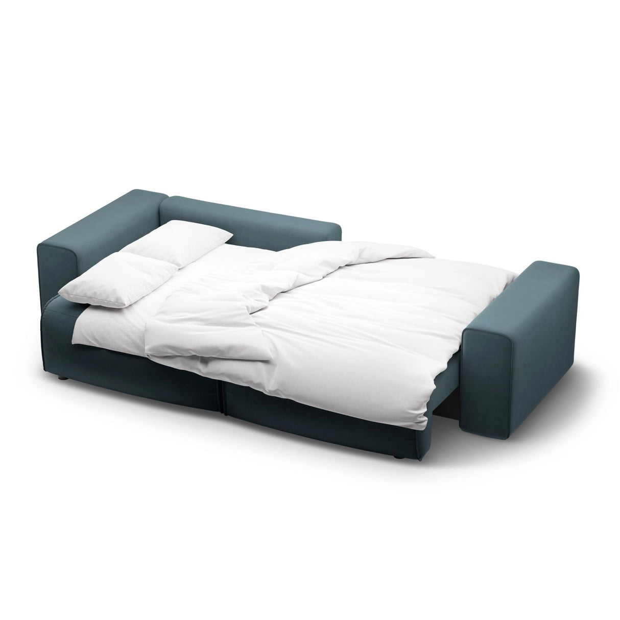Victor 3-Sitzer Ecksofa, Linke Seite, ausziehbar mit Schlaffunktion und Bettkasten, aus Samt in Blue (Paris Dark Blue), 246x148 cm von Micadoni – Bild 7