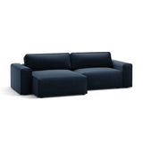 Victor 3-Sitzer Ecksofa, Linke Seite, ausziehbar mit Schlaffunktion und Bettkasten, aus Samt in Dunkelblau (Paris Deep Blue), 246x148 cm von Micadoni – Bild 4