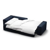 Victor 3-Sitzer Ecksofa, Linke Seite, ausziehbar mit Schlaffunktion und Bettkasten, aus Samt in Dunkelblau (Paris Deep Blue), 246x148 cm von Micadoni – Bild 7