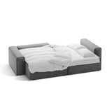 Victor 3-Sitzer Ecksofa, Linke Seite, ausziehbar mit Schlaffunktion und Bettkasten, aus Samt in Grau (Paris Steel), 246x148 cm von Micadoni – Bild 5