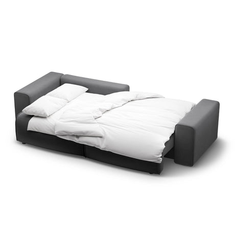 Victor 3-Sitzer Ecksofa, Linke Seite, ausziehbar mit Schlaffunktion und Bettkasten, aus Samt in Grau (Paris Steel), 246x148 cm von Micadoni – Bild 7