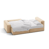 Victor 3-Sitzer Ecksofa, Linke Seite, ausziehbar mit Schlaffunktion und Bettkasten, aus Samt in Nude (Paris Beige), 246x148 cm von Micadoni – Bild 5