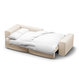 Victor 3-Sitzer Ecksofa, Linke Seite, ausziehbar mit Schlaffunktion und Bettkasten, aus Samt in Nude (Paris Beige), 246x148 cm von Micadoni – Bild 7