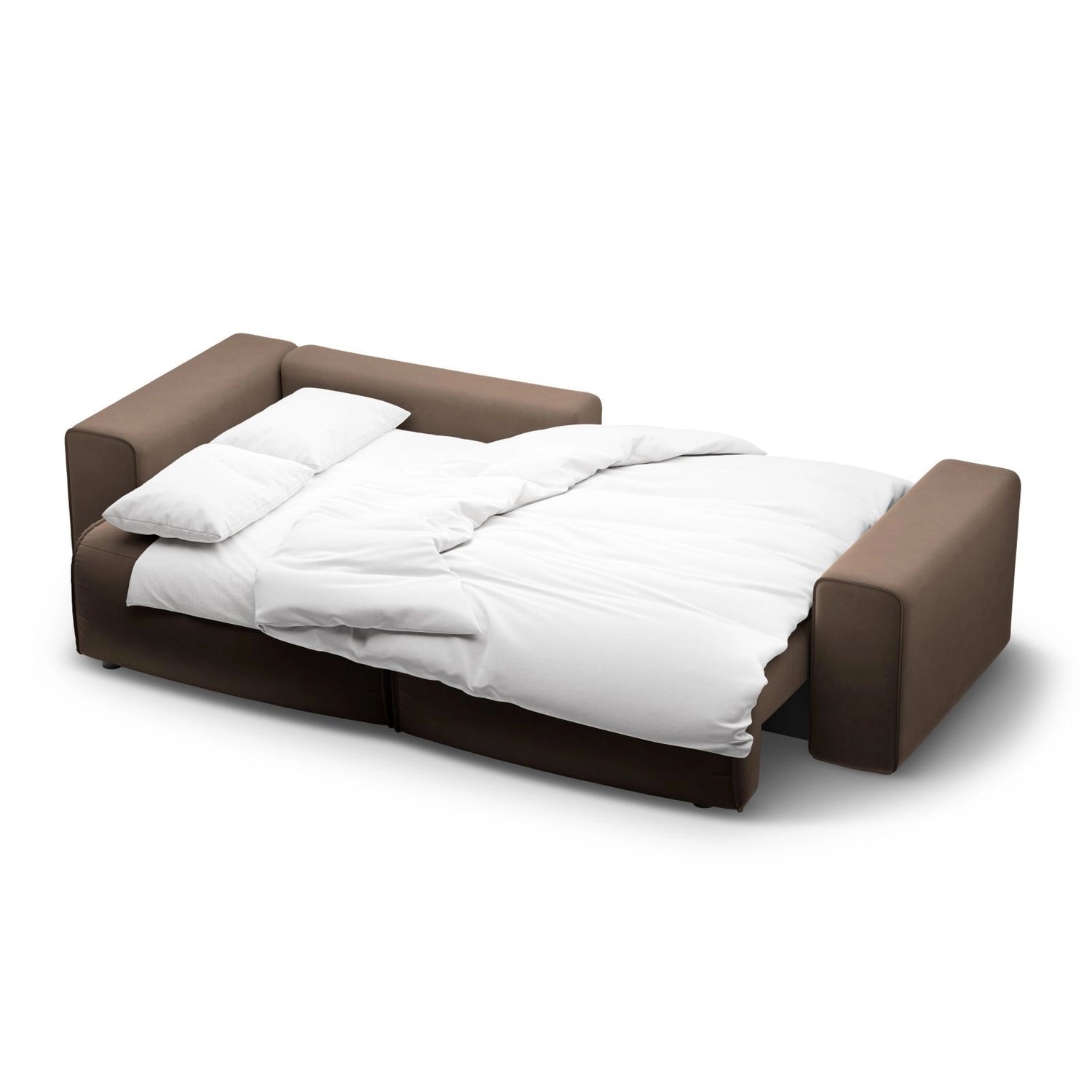 Victor 3-Sitzer Ecksofa, Linke Seite, ausziehbar mit Schlaffunktion und Bettkasten, aus Samt in Schokolade (Paris Chocolate), 246x148 cm von Micadoni – Bild 7