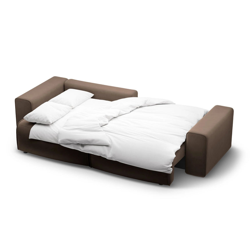 Victor 3-Sitzer Ecksofa, Linke Seite, ausziehbar mit Schlaffunktion und Bettkasten, aus Samt in Schokolade (Paris Chocolate), 246x148 cm von Micadoni – Bild 7