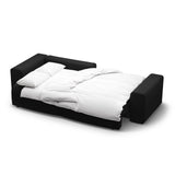 Victor 3-Sitzer Ecksofa, Linke Seite, ausziehbar mit Schlaffunktion und Bettkasten, aus Samt in Schwarz (Paris Black), 246x148 cm von Micadoni – Bild 7