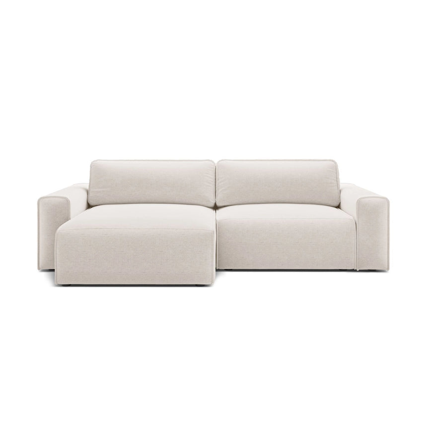 Victor 3-Sitzer Ecksofa, Linke Seite, ausziehbar mit Schlaffunktion und Bettkasten, aus Samt oder Strukturstoff, 246x148 cm von Micadoni – Bild 1