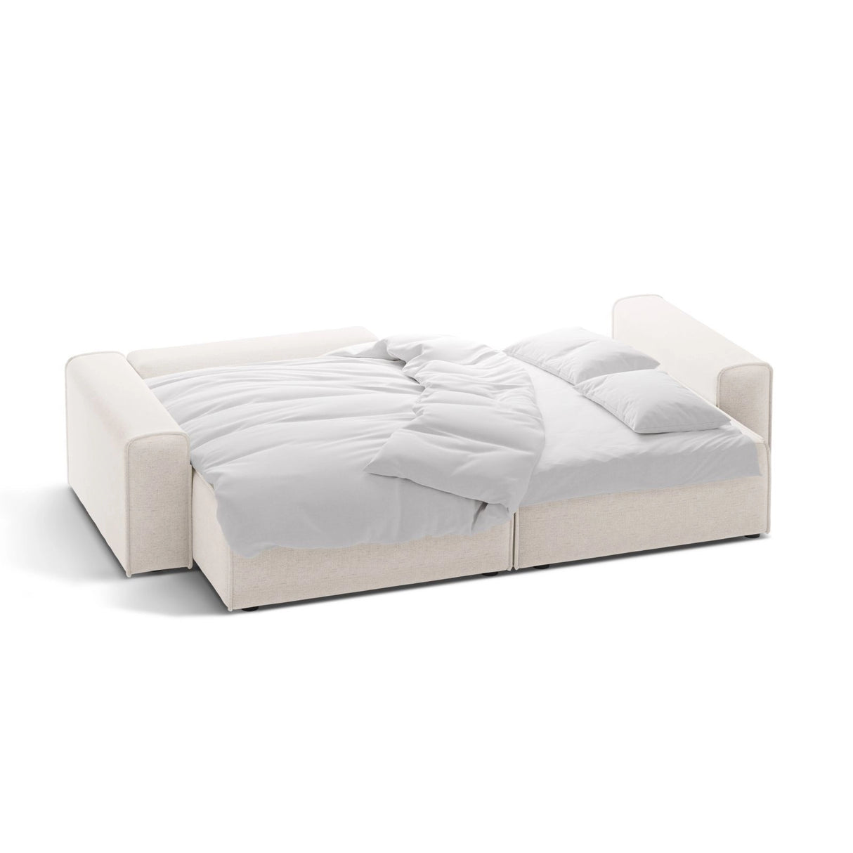 Victor 3-Sitzer Ecksofa, Linke Seite, ausziehbar mit Schlaffunktion und Bettkasten, aus Samt oder Strukturstoff, 246x148 cm von Micadoni – Bild 5