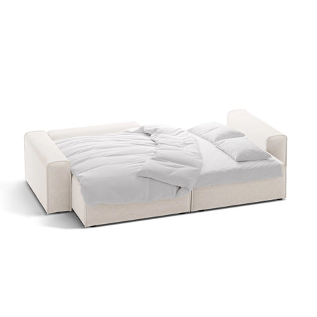 Victor 3-Sitzer Ecksofa, Linke Seite, ausziehbar mit Schlaffunktion und Bettkasten, aus Samt oder Strukturstoff, 246x148 cm von Micadoni – Bild 5