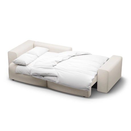 Victor 3-Sitzer Ecksofa, Linke Seite, ausziehbar mit Schlaffunktion und Bettkasten, aus Samt oder Strukturstoff, 246x148 cm von Micadoni – Bild 7