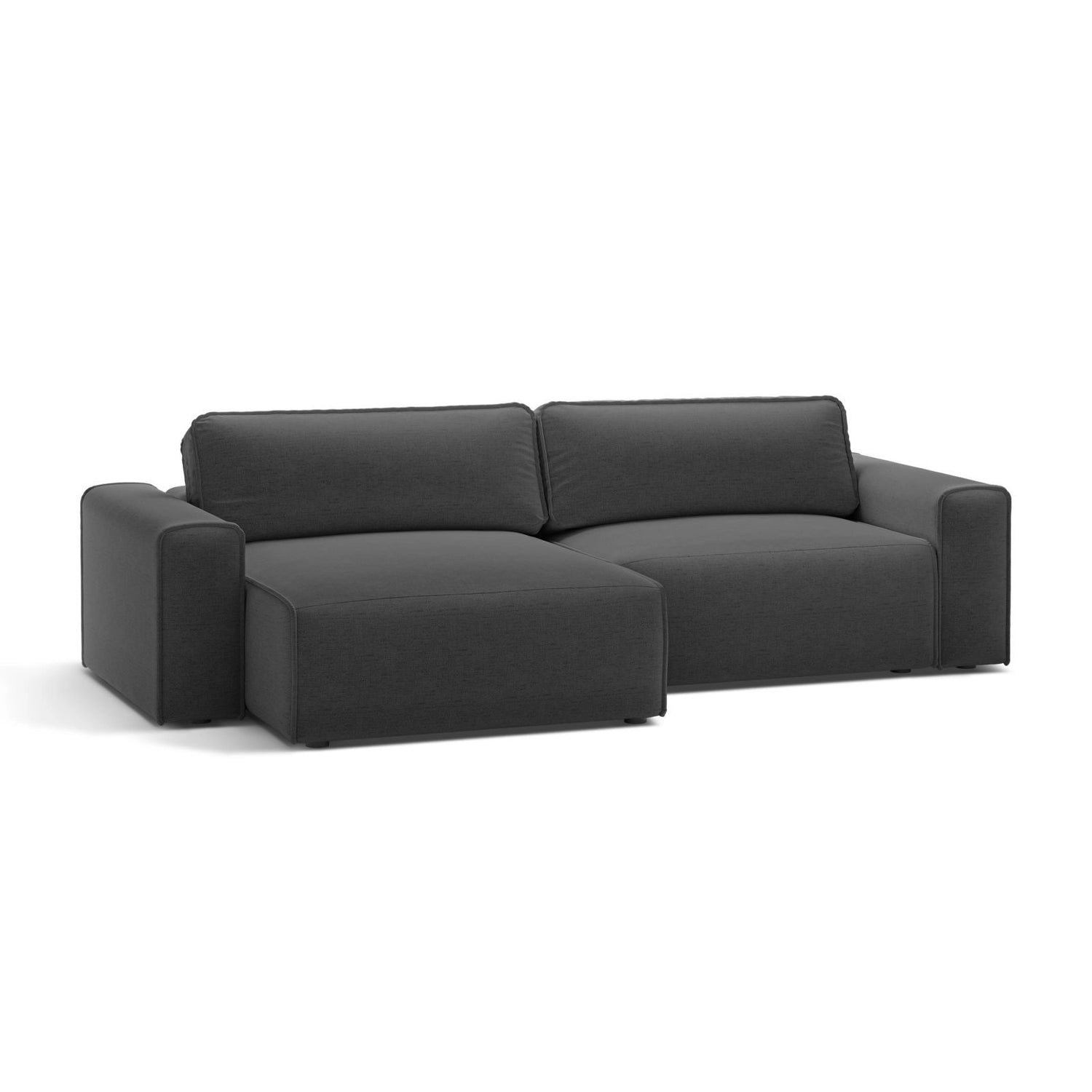 Victor 3-Sitzer Ecksofa, Linke Seite, ausziehbar mit Schlaffunktion und Bettkasten, aus Strukturierter Stoff in Anthrazit (Moly 97), 246x148 cm von Micadoni – Bild 4