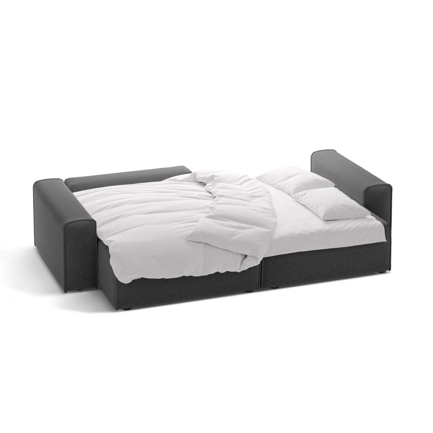 Victor 3-Sitzer Ecksofa, Linke Seite, ausziehbar mit Schlaffunktion und Bettkasten, aus Strukturierter Stoff in Anthrazit (Moly 97), 246x148 cm von Micadoni – Bild 5