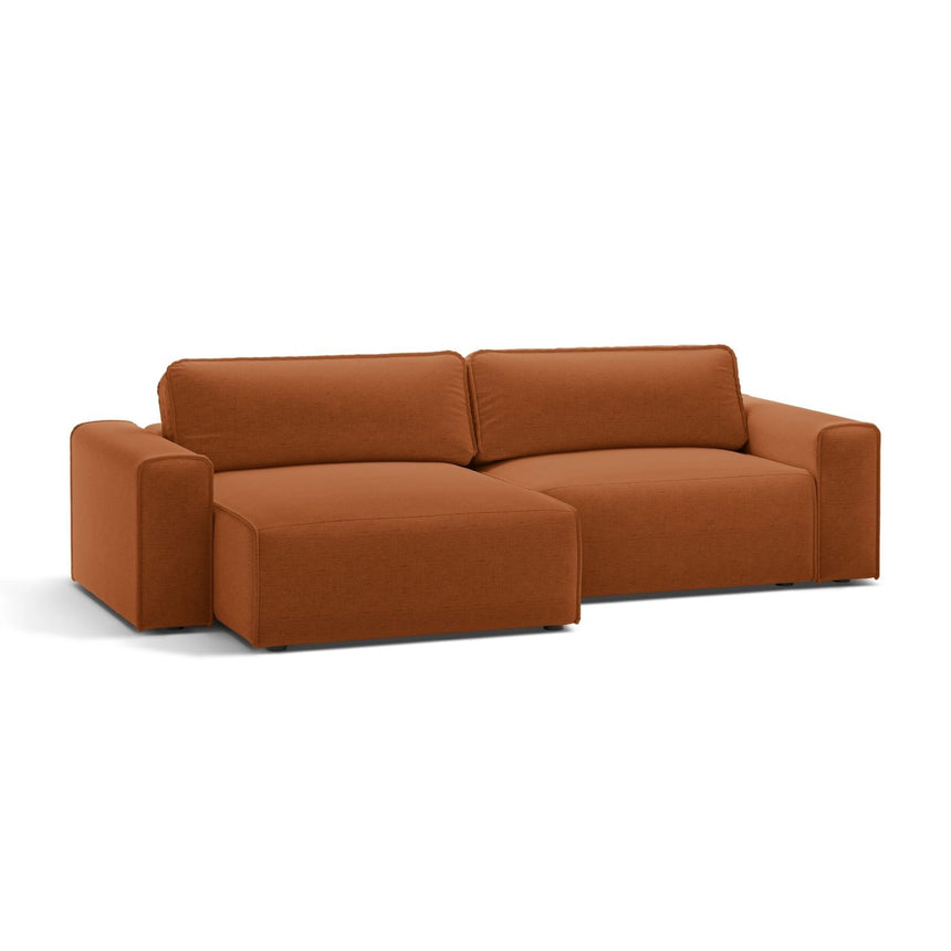 Victor 3-Sitzer Ecksofa, Linke Seite, ausziehbar mit Schlaffunktion und Bettkasten, aus Strukturierter Stoff in Brick (Moly 54), 246x148 cm von Micadoni – Bild 4