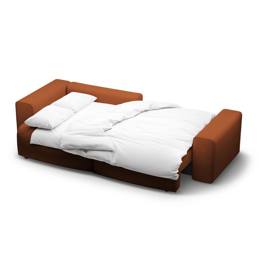 Victor 3-Sitzer Ecksofa, Linke Seite, ausziehbar mit Schlaffunktion und Bettkasten, aus Strukturierter Stoff in Brick (Moly 54), 246x148 cm von Micadoni – Bild 7