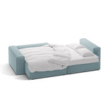Victor 3-Sitzer Ecksofa, Linke Seite, ausziehbar mit Schlaffunktion und Bettkasten, aus Strukturierter Stoff in Hellblau (Moly 74), 246x148 cm von Micadoni – Bild 5