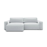 Victor 3-Sitzer Ecksofa, Linke Seite, ausziehbar mit Schlaffunktion und Bettkasten, aus Strukturierter Stoff in Hellgrau (Moly 70), 246x148 cm von Micadoni – Bild 1